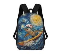 sinyumoney Zaino Per Bambini Con Stampa 3D Shark Surfing Starry Night Per Studenti Scolastici, Zaini, Borse A Tracolla, Borse Per Libri 17inch