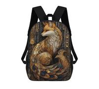 sinyumoney Zaino Per Bambini Con Stampa 3D Stained Glass Art Deco Fox Per Studenti Scolastici, Zaini, Borse A Tracolla, Borse Per Libri 17inch