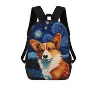 sinyumoney Zaino Per Bambini Con Stampa 3D Welsh Corgi Starry Night Per Studenti Scolastici, Zaini, Borse A Tracolla, Borse Per Libri 17inch