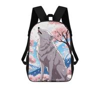 sinyumoney Zaino Per Bambini Con Stampa 3D White Wolf in Cherry Blossoms Per Studenti Scolastici, Zaini, Borse A Tracolla, Borse Per Libri 17inch