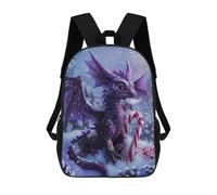 sinyumoney Zaino Per Bambini Con Stampa 3D Winter Dragon with Candy Cane Per Studenti Scolastici, Zaini, Borse A Tracolla, Borse Per Libri 17inch