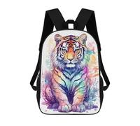 sinyumoney Zaino per bambini con stampa 3D, zaino da scuola, zaino per studenti, zaino alla moda e leggero per scuola, college e viaggi, Watercolor Tiger Painting, 17"