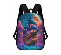 sinyumoney Zaino per bambini, con stampa 3D, zaino per ragazzi e ragazze, borsa da scuola leggera e regolabile da 43 cm per la scuola elementare, Fantasy Sailing Ship In A Colorful Sky, 17"