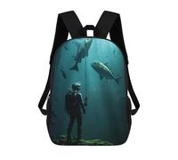 sinyumoney Zaino Per Bambini, Diving Deep Sea With Fish Zaino Scolastico Di Grande Capacità Per Studenti, Zaino Per Ragazzi, Ragazze, Adulti, Adolescenti 17inch