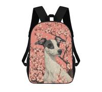 sinyumoney Zaino Per Bambini Dog Portrait with Cherry Blossoms Elegant Dog Wall Art Per Ragazzi E Ragazze, Zaino Da Viaggio Per Bambini, Zaino Scolastico Per Adolescenti 17inch