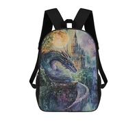 sinyumoney Zaino Per Bambini Dragon And Castle Watercolor Per Ragazzi E Ragazze, Zaino Da Viaggio Per Bambini, Zaino Scolastico Per Adolescenti 17inch