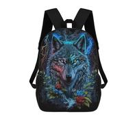 sinyumoney Zaino Per Bambini, Electric Wolf with Roses Zaino Scolastico Di Grande Capacità Per Studenti, Zaino Per Ragazzi, Ragazze, Adulti, Adolescenti 17inch