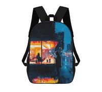 sinyumoney Zaino Per Bambini Expressionist Urban Night Café - Bold Cinematic Cityscape Per Ragazzi E Ragazze, Zaino Da Viaggio Per Bambini, Zaino Scolastico Per Adolescenti 17inch