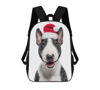 sinyumoney Zaino Per Bambini Festive Miniature Bull Terrier with Santa Hat Per Ragazzi E Ragazze, Zaino Da Viaggio Per Bambini, Zaino Scolastico Per Adolescenti 17inch