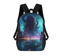 sinyumoney Zaino Per Bambini Galactic Hedgehog Ragazzi E Ragazze, Zaino Da Viaggio Per Adolescenti, Cthulhu Rising Cityscape, 17"