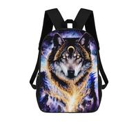 sinyumoney Zaino Per Bambini Galactic Wolf Majesty -2 Zaino Scolastico 3D Borsa Scolastica Zaino Scolastico Per Bambini Borse Scolastiche Zaino Alla Moda Con Tasca Borse Per Libri 17inch