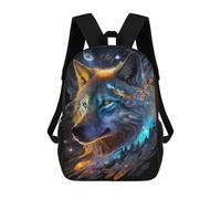 sinyumoney Zaino Per Bambini Galactic Wolf Portrait -17 Zaino Scolastico 3D Borsa Scolastica Zaino Scolastico Per Bambini Borse Scolastiche Zaino Alla Moda Con Tasca Borse Per Libri 17inch