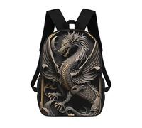 sinyumoney Zaino Per Bambini Golden Dragon Illustration-18 Zaino Scolastico 3D Borsa Scolastica Zaino Scolastico Per Bambini Borse Scolastiche Zaino Alla Moda Con Tasca Borse Per Libri 17inch