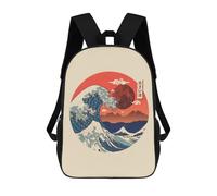 sinyumoney Zaino Per Bambini Great Wave Kanagawa Zaino Scolastico 3D Borsa Scolastica Zaino Scolastico Per Bambini Borse Scolastiche Zaino Alla Moda Con Tasca Borse Per Libri 17inch