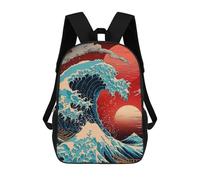 sinyumoney Zaino Per Bambini Great Wave Print Zaino Scolastico 3D Borsa Scolastica Zaino Scolastico Per Bambini Borse Scolastiche Zaino Alla Moda Con Tasca Borse Per Libri 17inch