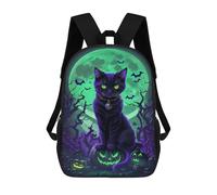 sinyumoney Zaino Per Bambini Halloween Black Cat with Jack-o'-lanterns Per Ragazzi E Ragazze, Zaino Da Viaggio Per Bambini, Zaino Scolastico Per Adolescenti 17inch