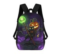 sinyumoney Zaino Per Bambini Halloween Cat with Pumpkin And Staff Per Ragazzi E Ragazze, Zaino Da Viaggio Per Bambini, Zaino Scolastico Per Adolescenti 17inch