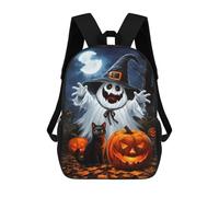 sinyumoney Zaino Per Bambini Halloween Ghost with Jack-o-Lantern Per Ragazzi E Ragazze, Zaino Da Viaggio Per Bambini, Zaino Scolastico Per Adolescenti 17inch