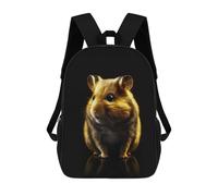 sinyumoney Zaino Per Bambini Hamster Gold Black Zaino Scolastico 3D Borsa Scolastica Zaino Scolastico Per Bambini Borse Scolastiche Zaino Alla Moda Con Tasca Borse Per Libri 17inch