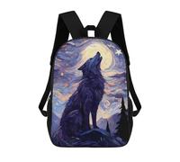 sinyumoney Zaino Per Bambini Howling Wolf Starry Night Per Ragazzi E Ragazze, Zaino Da Viaggio Per Bambini, Zaino Scolastico Per Adolescenti 17inch
