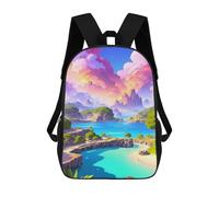 sinyumoney Zaino Per Bambini Island Paradise with Vibrant Sky Per Ragazzi E Ragazze, Zaino Da Viaggio Per Bambini, Zaino Scolastico Per Adolescenti 17inch