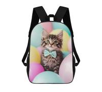 sinyumoney Zaino Per Bambini, Kitten with Bowtie And Balloons Zaino Scolastico Di Grande Capacità Per Studenti, Zaino Per Ragazzi, Ragazze, Adulti, Adolescenti 17inch