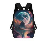 sinyumoney Zaino Per Bambini Mystical Moonlit Lake Zaino Scolastico 3D Borsa Scolastica Zaino Scolastico Per Bambini Borse Scolastiche Zaino Alla Moda Con Tasca Borse Per Libri 17inch