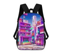 sinyumoney Zaino Per Bambini Neon Cityscape Vibrant Urban Landscape -2 Per Ragazzi E Ragazze, Zaino Da Viaggio Per Bambini, Zaino Scolastico Per Adolescenti 17inch