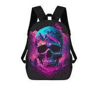 sinyumoney Zaino Per Bambini Neon Mountain Skull Artwork Zaino Scolastico 3D Borsa Scolastica Zaino Scolastico Per Bambini Borse Scolastiche Zaino Alla Moda Con Tasca Borse Per Libri 17inch