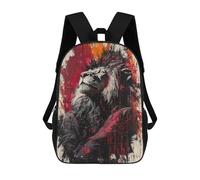 sinyumoney Zaino per bambini (ragazze e ragazzi), ideale per il rientro scolastico, lezioni sportive, regali e viaggi., Majestic Lion Contemporary Expressionist Port, 17"