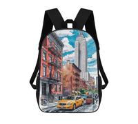sinyumoney Zaino per bambini (ragazze e ragazzi), ideale per il rientro scolastico, lezioni sportive, regali e viaggi., Nyc Street Scene With Empire State Building, 17"