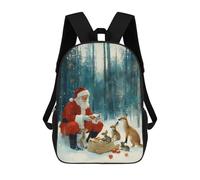 sinyumoney Zaino per bambini (ragazze e ragazzi), ideale per il rientro scolastico, lezioni sportive, regali e viaggi., Santa Claus Feeding Animals Chirstmas, 17"