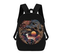 sinyumoney Zaino per bambini (ragazze e ragazzi), ideale per il rientro scolastico, lezioni sportive, regali e viaggi., Deer Gold Tree, 17"