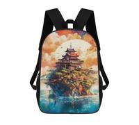 sinyumoney Zaino per bambini (ragazze e ragazzi), ideale per il rientro scolastico, lezioni sportive, regali e viaggi., Pagodas Island, 17"