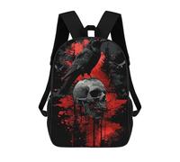 sinyumoney Zaino Per Bambini Raven on Skull Zaino Scolastico 3D Borsa Scolastica Zaino Scolastico Per Bambini Borse Scolastiche Zaino Alla Moda Con Tasca Borse Per Libri 17inch