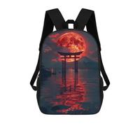 sinyumoney Zaino Per Bambini Red Moon Torii Gate Per Ragazzi E Ragazze, Zaino Da Viaggio Per Bambini, Zaino Scolastico Per Adolescenti 17inch