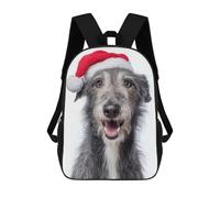 sinyumoney Zaino Per Bambini Scottish Deerhound Dog with Santa Hat Portrait Per Ragazzi E Ragazze, Zaino Da Viaggio Per Bambini, Zaino Scolastico Per Adolescenti 17inch