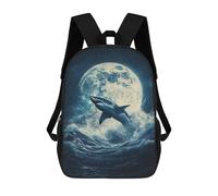 sinyumoney Zaino Per Bambini Shark in The Moon Per Ragazzi E Ragazze, Zaino Da Viaggio Per Bambini, Zaino Scolastico Per Adolescenti 17inch