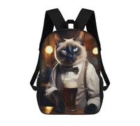 sinyumoney Zaino Per Bambini Siamese Cat in The Pub Per Ragazzi E Ragazze, Zaino Da Viaggio Per Bambini, Zaino Scolastico Per Adolescenti 17inch