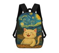 sinyumoney Zaino Per Bambini Smiling Cat in Starry Night Style Per Ragazzi E Ragazze, Zaino Da Viaggio Per Bambini, Zaino Scolastico Per Adolescenti 17inch