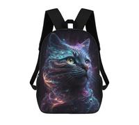 sinyumoney Zaino per bambini Smiling Cat with Coffee per la scuola dei bambini, con stampa 3D, zaino da viaggio alla moda, per bambini e studenti, Galaxy Cat Animal, 17"