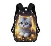 sinyumoney Zaino per bambini Smiling Cat with Coffee per la scuola dei bambini, con stampa 3D, zaino da viaggio alla moda, per bambini e studenti, Graziosi mastici con fireflies, 17"