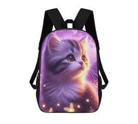 sinyumoney Zaino per bambini Smiling Cat with Coffee per la scuola dei bambini, con stampa 3D, zaino da viaggio alla moda, per bambini e studenti, Simpatico Kitten Under Moonlight, 17"