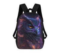 sinyumoney Zaino per bambini Smiling Cat with Coffee per la scuola dei bambini, con stampa 3D, zaino da viaggio alla moda, per bambini e studenti, Galaxy Owl Bird, 17"