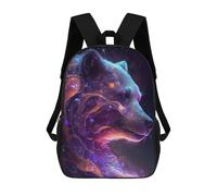 sinyumoney Zaino per bambini Smiling Cat with Coffee per la scuola dei bambini, con stampa 3D, zaino da viaggio alla moda, per bambini e studenti, Galaxy Bear Animal, 17"