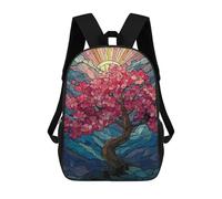 sinyumoney Zaino Per Bambini Stained Glass Cherry Blossom Tree Per Ragazzi E Ragazze, Zaino Da Viaggio Per Bambini, Zaino Scolastico Per Adolescenti 17inch
