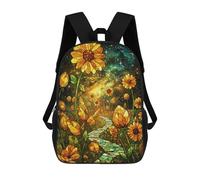 sinyumoney Zaino Per Bambini Stained Glass Sunflower Galaxy Zaino Scolastico 3D Borsa Scolastica Zaino Scolastico Per Bambini Borse Scolastiche Zaino Alla Moda Con Tasca Borse Per Libri 17inch