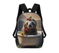sinyumoney Zaino per bambini stampato 3D 3D Fox floreale arte borsa da scuola, zaino per studenti, zaino alla moda e leggero per scuola, college e viaggi, Sloth On Bathroom, 17"