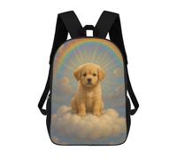 sinyumoney Zaino per bambini stampato 3D 3D Fox floreale arte borsa da scuola, zaino per studenti, zaino alla moda e leggero per scuola, college e viaggi, Golden Retriever Puppy On Cloud With Rainbow