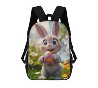 sinyumoney Zaino per bambini stampato 3D 3D Fox floreale arte borsa da scuola, zaino per studenti, zaino alla moda e leggero per scuola, college e viaggi, Carino Easter Bunny, 17"